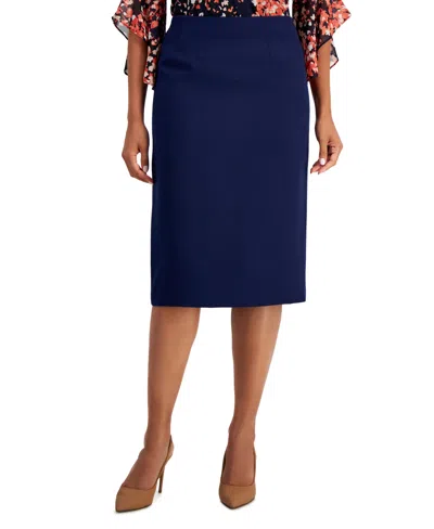 Kasper Women's Below-the-knee Stretch Pencil Skirt, Regular & Petite Sizes In Blue