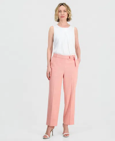 Kasper Women's Belted Pull-on Pants In Pink