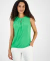 Kasper Women's Box-pleat Keyhole Solid Top, Regular & Petite Sizes In Apple Green