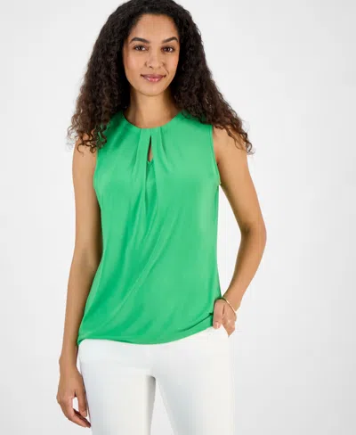 Kasper Women's Box-pleat Keyhole Solid Top, Regular & Petite Sizes In Apple Green