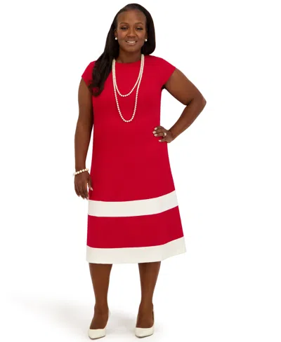 Kasper Women's Cap Sleeve Knee Length Fit & Flare Dress, Regular And Plus Size In Red