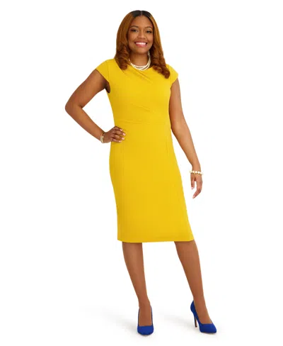 Kasper Women's Cap-sleeve Crewneck Dress In Yellow