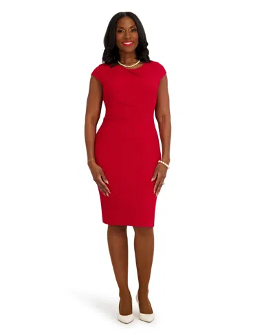 Kasper Women's Cap-sleeve Crewneck Dress In Red