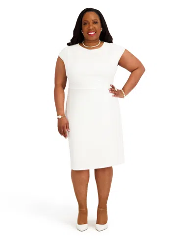 Kasper Women's Cap-sleeve Crewneck Dress In White