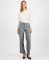 Kasper Women's Check-print Wide-leg Pants, Regular & Petite In Gray