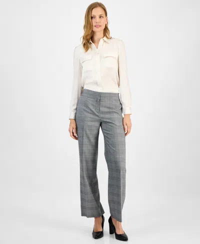 Kasper Women's Check-print Wide-leg Pants, Regular & Petite