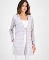 Kasper Women's Chevron-knit Tie-front Cardigan In Blue Lotus Multi