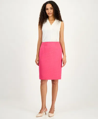 Kasper Women's Circle Jacquard Pencil Skirt, Regular & Petite In Pink
