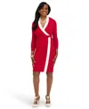 Kasper Women's City Wrap V-neck Dress In Red