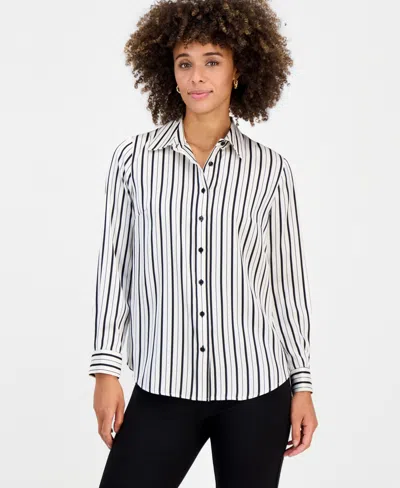 Kasper Women's Collared Button-front Long-sleeve Blouse In Multi