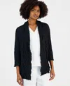 Kasper Women's Collared Open-front Jacket In Black