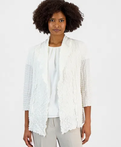 Kasper Women's Collared Open-front Jacket In White