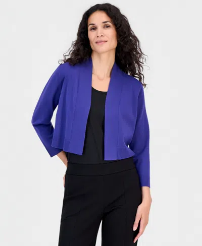 Kasper Women's Collarless Cropped Long-sleeve Cardigan In Purple