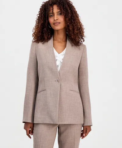 Kasper Women's Collarless One-button Jacket In Gray