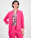 Kasper Julia Collarless Crepe Jacket In Pink Perfection