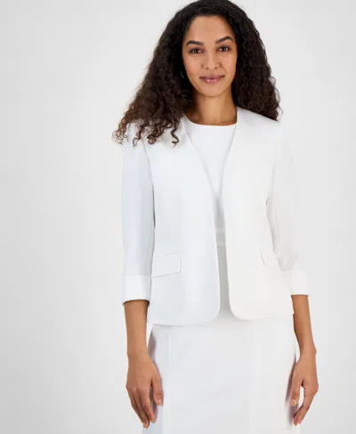 KASPER WOMEN'S COLLARLESS OPEN-FRONT CUFFED JACKET, REGULAR & PETITE SIZES