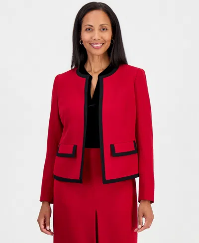 Kasper Womens Colorblocked Blazer In Red