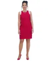 Kasper Womens Colorblock Polyester Sheath Dress In Crimson,cr