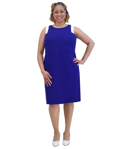 Kasper Women's Combo Sleeveless Sheath Dress In Royal Sig