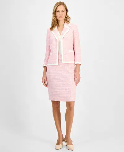 Kasper Women's Contrast-trim Tweed Pencil Skirt, Regular & Petite In Pink