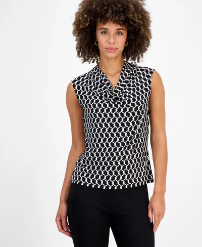 Kasper Women's Cowl-neck Cap-sleeve Blouse In Multi