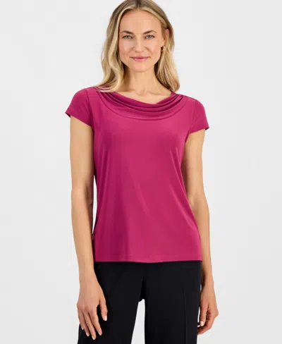 Kasper Women's Cowl-neck Cap-sleeve Blouse In Pink