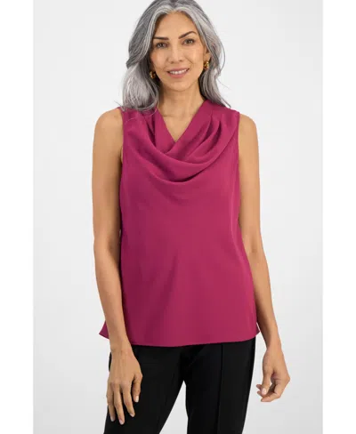Kasper Women's Cowlneck Sleeveless Blouse In Pink