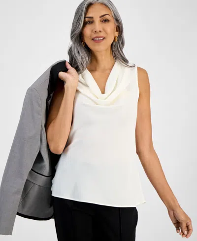 Kasper Women's Cowlneck Sleeveless Blouse In White