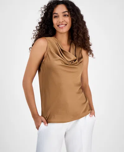 Kasper Women's Cowlneck Sleeveless Top In Brown