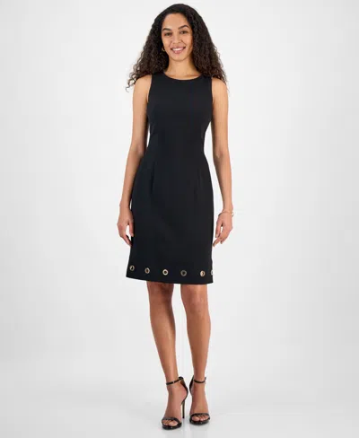 Kasper Women's Crepe Grommet-trim Sheath Dress In Black