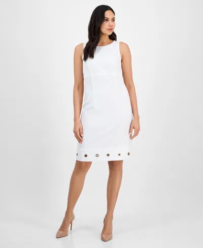 Kasper Women's Crepe Grommet-trim Sheath Dress In Lily White