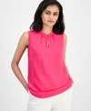 Kasper Women's Crepe Keyhole Jewel-neck Sleeveless Top In Pink Perfection