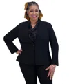 Kasper Plus Womens Zip Hem Business One-button Blazer In Black