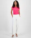 Kasper Women's Textured Fly-front Elastic-back Ankle Pants, Regular & Petite Sizes In Lily White