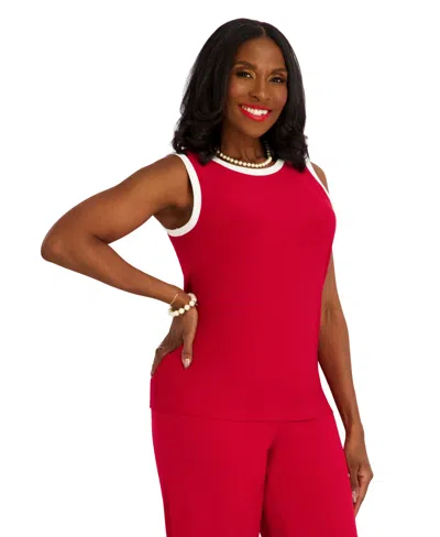 Kasper Women's Crewneck Sleeveless Blouse In Red