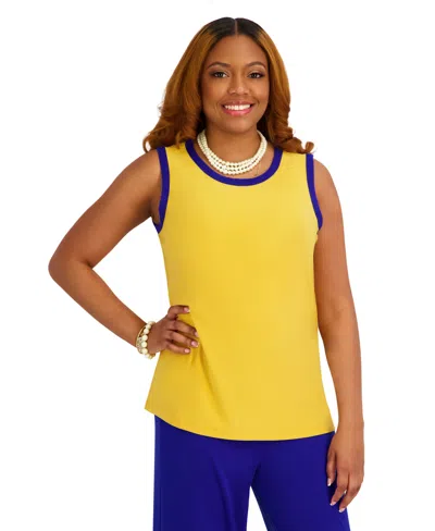 Kasper Women's Crewneck Sleeveless Blouse In Yellow