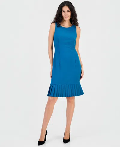 Kasper Women's Crewneck Sleeveless Sheath Dress In Blue