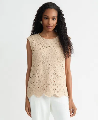 Kasper Women's Crocheted Sleeveless Top, Regular & Petite In Neutral