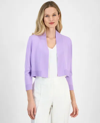 Kasper Women's Cropped Kissing-front Long-sleeve Shrug In Lavender Mist