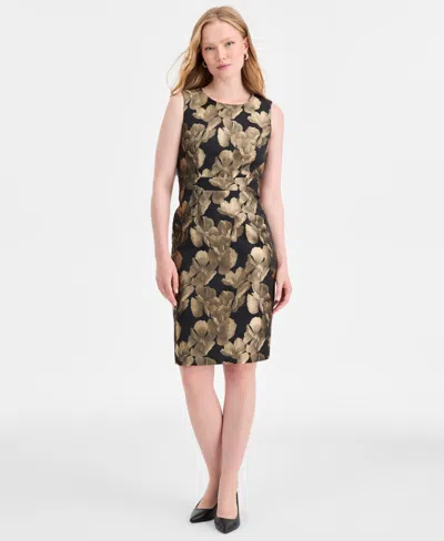Kasper Women's Damask Sleeveless Sheath Dress In Black