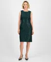 Kasper Women's Damask Sleeveless Sheath Dress, Regular & Petite In Green
