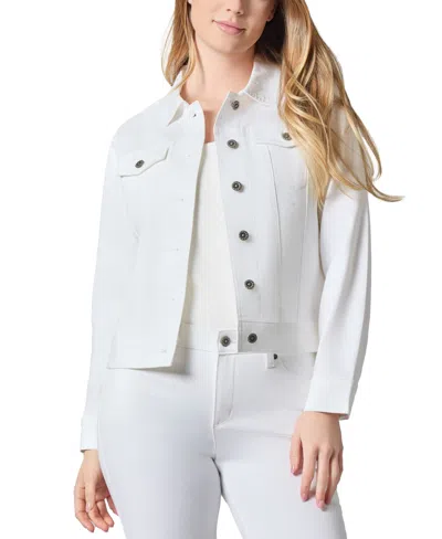 Kasper Women's Denim Trucker Tab-hem Jacket In White