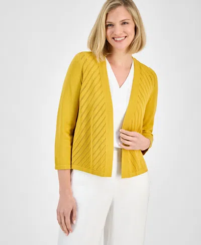 Kasper Women's Diagonal-stitch Cardigan, Regular & Petite In Butterscotch