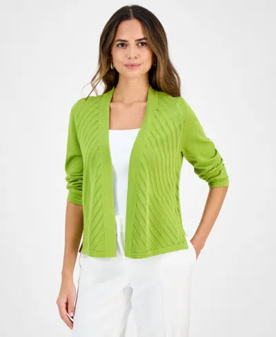 Kasper Women's Diagonal-stitch Cardigan, Regular & Petite In Kiwi