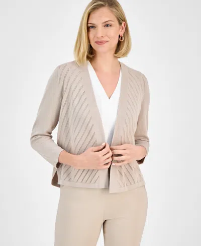 Kasper Women's Diagonal-stitch Cardigan, Regular & Petite In Summer Straw