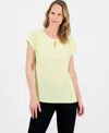 Kasper Women's Diamond-neck Short-sleeve Blouse In Yellow