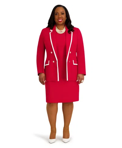 Kasper Women's Double-breasted Collared Jacket In Red