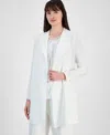 Kasper Draped Front Melange Crepe Jacket In Vanilla Ice