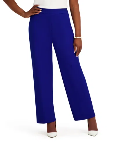 Kasper Women's Elasticized Back Wide-leg Pants In Blue