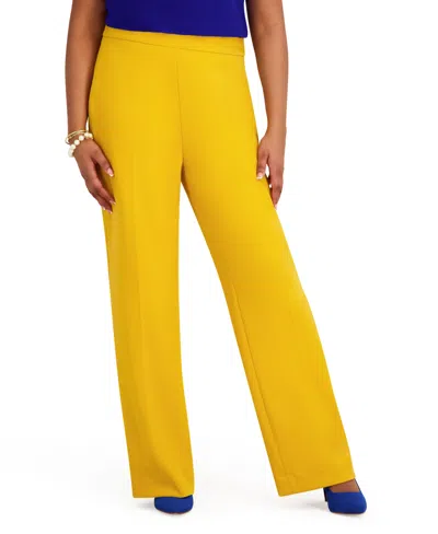 Kasper Women's Elasticized Back Wide-leg Pants In Yellow